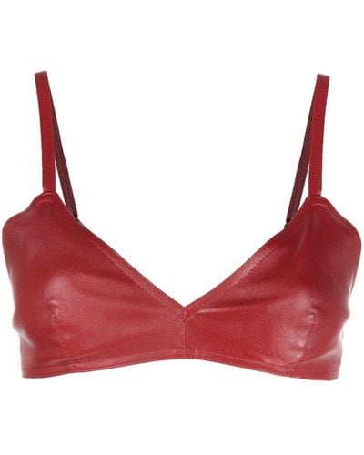 The Mannei Sierra Leather Cropped Tank Top - Red