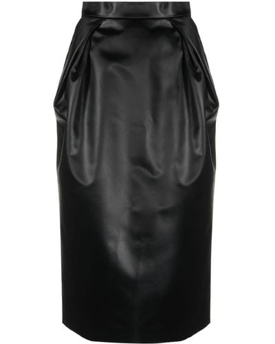 Maison Margiela High-waisted Satin Midi Skirt - Black