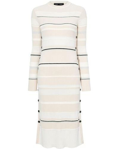 Proenza Schouler Striped Ribbed Midi Dress - Natural