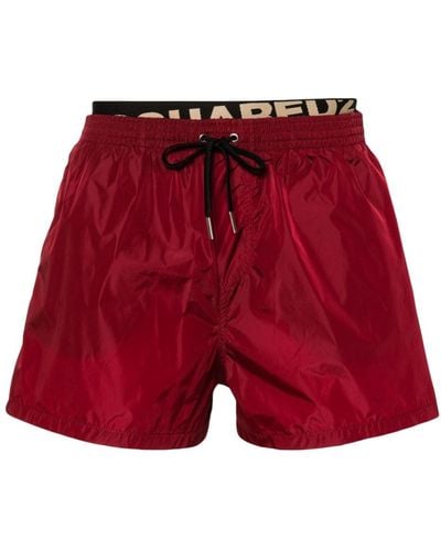DSquared² Logo-waistband Swim Shorts - Red