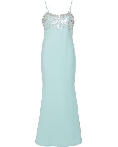 Amen Crystal-embellishment Crepe Maxi Dress - ブルー