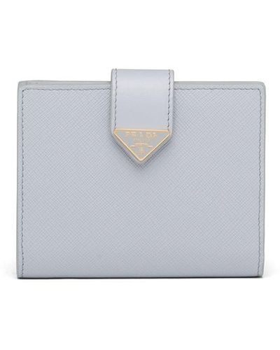 Prada Small Logo-plaque Saffiano Leather Wallet - Blue