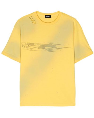 we11done T-Shirt mit grafischem Print - Gelb