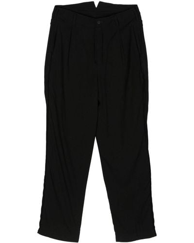 Y's Yohji Yamamoto Pleat-detail Straight-leg Trousers - Zwart