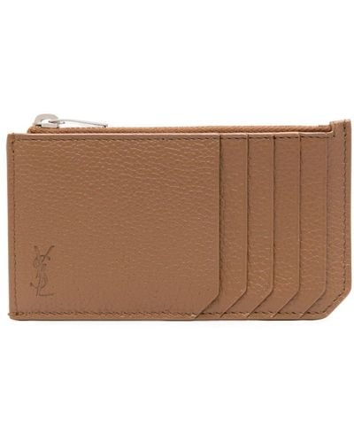 Saint Laurent Cassandre Leather Cardholder - Brown