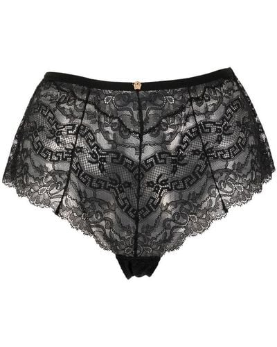 Versace Lace-detail High-waisted Briefs - Black