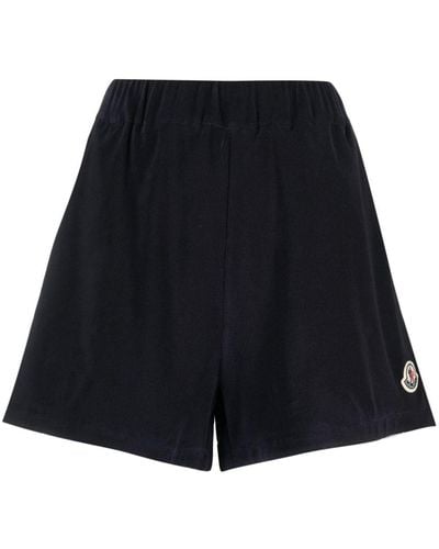 Moncler Logo-patch Velour Shorts - Black