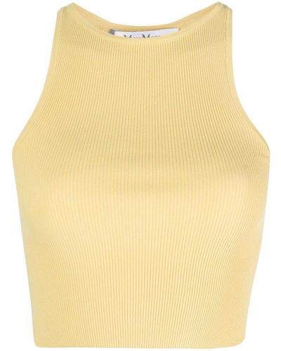 Max Mara Ribbed-knit Halterneck Tank Top - Yellow