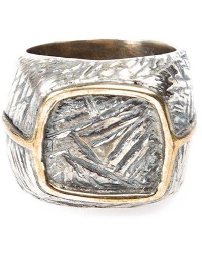 Tobias Wistisen Eckiger Ring aus Bronze und Silber - Weiß