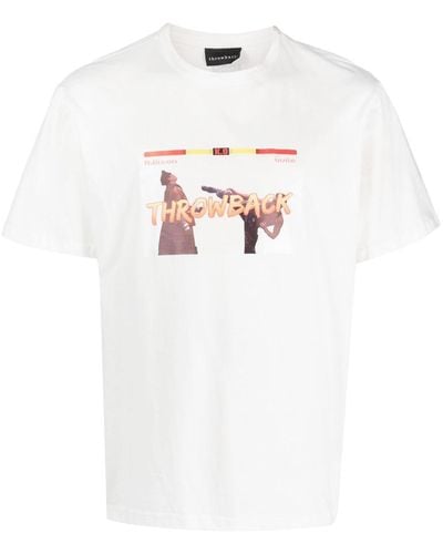 Throwback. T-Shirt mit Fighter-Print - Weiß