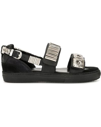 Toga Embellished Flat Sandals - Black