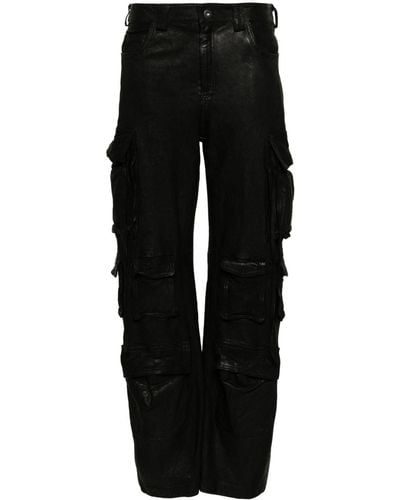 Salvatore Santoro Leather Cargo Pants - Black