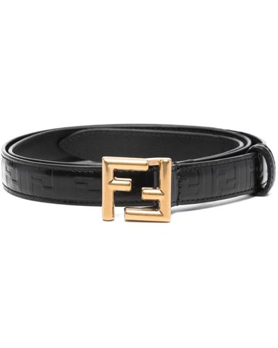 Fendi Ff-embossed Leather Belt - Black