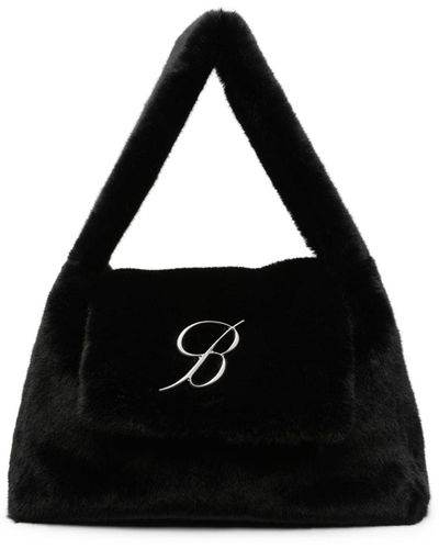 Blumarine Logo-lettering Slouch-body Tote Bag - Black