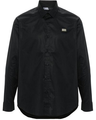 Karl Lagerfeld Logo-plaque Poplin Shirt - Black