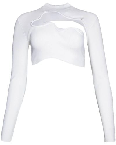 Christopher Esber Salacia Wire Long-sleeved Crop Top - White