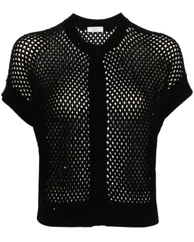 Peserico Open-knit Sequin-embellished Cardigan - Black