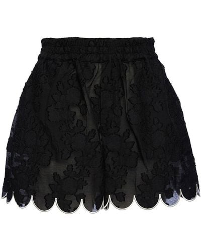 La DoubleJ Pantalones cortos con motivo floral en jacquard - Negro