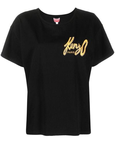 KENZO T-shirt en coton à logo imprimé - Noir