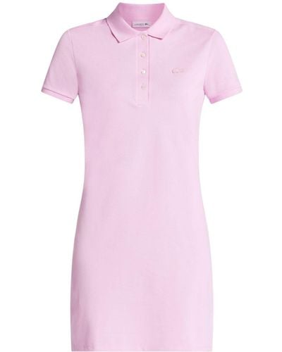 Lacoste Logo-patch Cotton-piqué Polo Dress - Pink