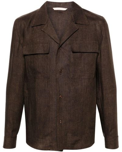 Briglia 1949 Notched-collar Linen Overshirt - Brown