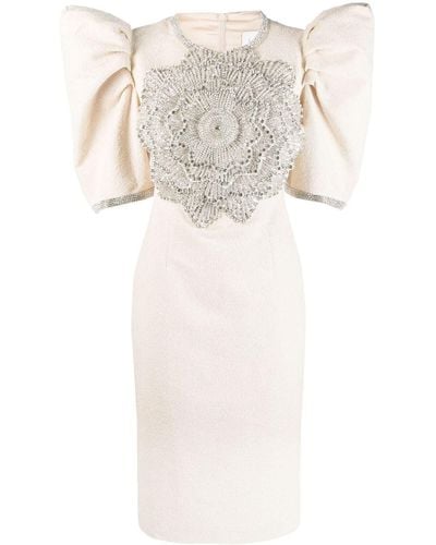Loulou Floral-appliqué Silk Dress - White