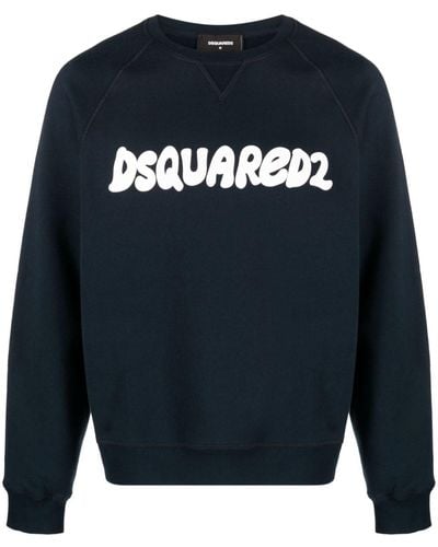 DSquared² Sweat en coton à logo imprimé - Bleu