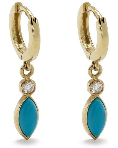 Jennifer Meyer Mini boucles d'oreilles en or 18ct ornées de diamants et de turquoises - Métallisé