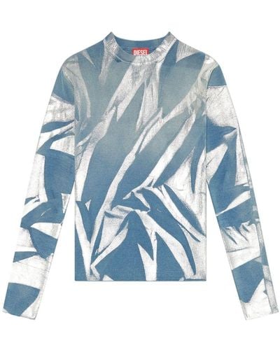 DIESEL Sth-K-Retin Pullover mit Folien-Print - Blau