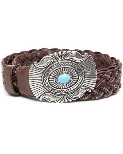 P.A.R.O.S.H. Embellished-buckle Leather Belt - Brown