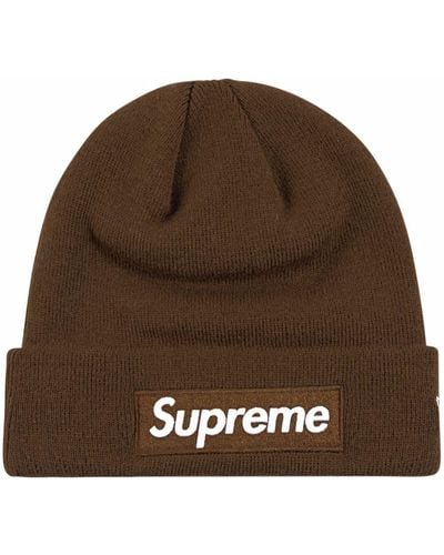Supreme X New Era Box Logo Knitted Beanie - Brown