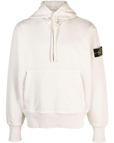Stone Island Compass-motif cotton jersey hoodie - Neutro