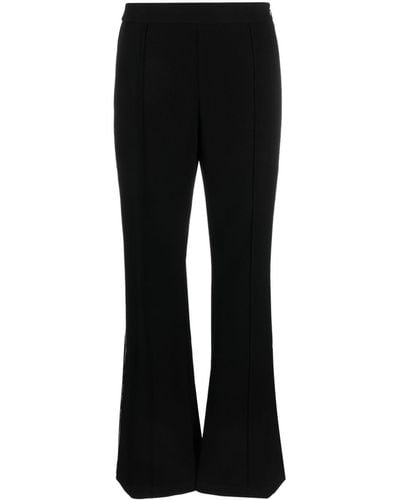 Jawbreaker High-Waisted Striped Buckle Belt Flare Pants - Black Pinstripe