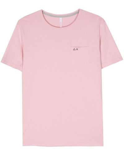 Sun 68 T-shirt à logo brodé - Rose