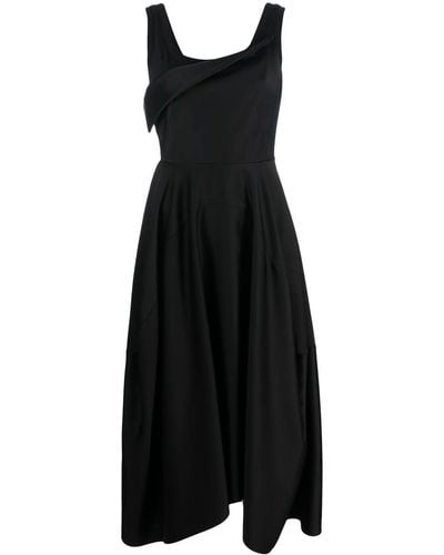 Alexander McQueen Sleeveless Pleated Maxi Dress - Black