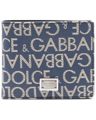 Dolce & Gabbana Portefeuille à logo en jacquard - Bleu