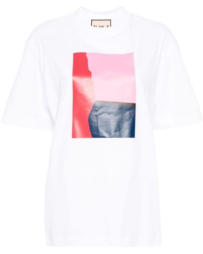 Plan C Abstract-print Cotton T-shirt - Pink