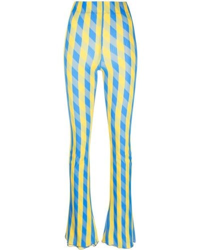 Sunnei Stripe Checked Slim-fit Trousers - Blue