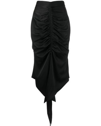 Alex Perry High-waisted Ruched Midi Skirt - Black