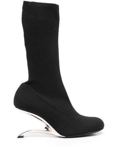 Alexander McQueen Stretch Sculptural-heel Boots - Black