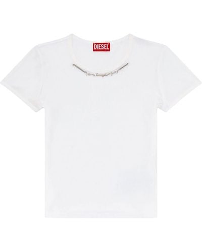 DIESEL T-Matic T-Shirt mit Kettenverzierung - Weiß