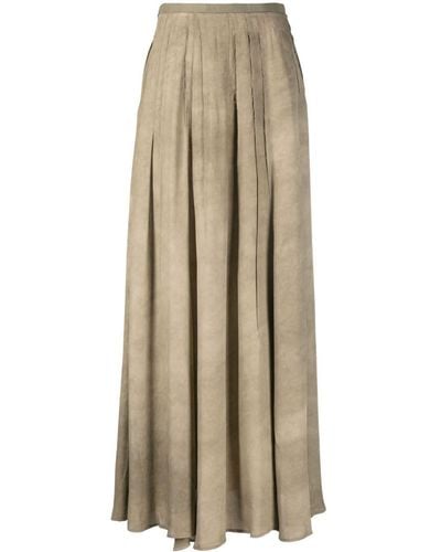 Ziggy Chen Distressed-effect Pleated Maxi Skirt - Natural