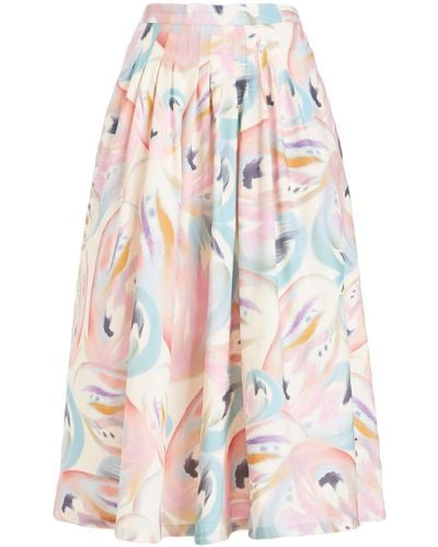 Etro Abstract Print Pleated Skirt - White
