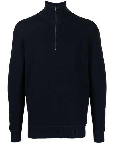 Pringle of Scotland Half-zip Cotton Sweater - Blue