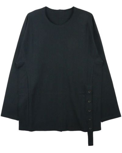 Yohji Yamamoto T-shirt en coton à manches longues - Noir