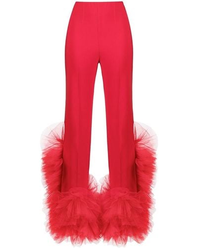 Loulou Mesh-detail Trousers - Red