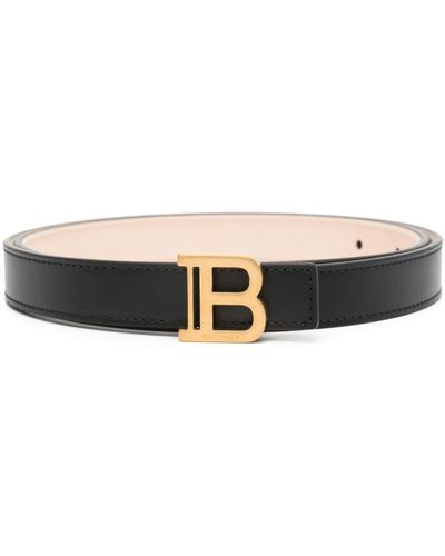 Balmain Logo-buckle Leather Belt - Black