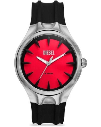 DIESEL Streamline Armbanduhr aus schwarzem Silikon - Rot