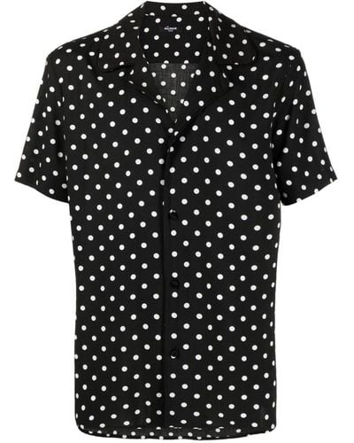 Balmain Camisa de manga corta con lunares estampados - Negro
