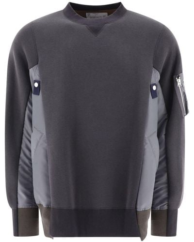 Sacai Panelled Knitted Sweatshirt - Grey
